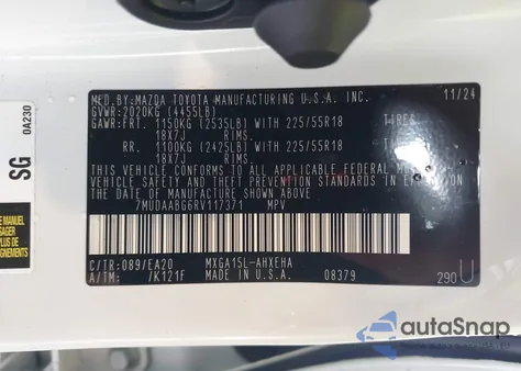 2024 Toyota Corolla Cross Xle из США, поврежденный, VIN 7MUDAABG6RV117371